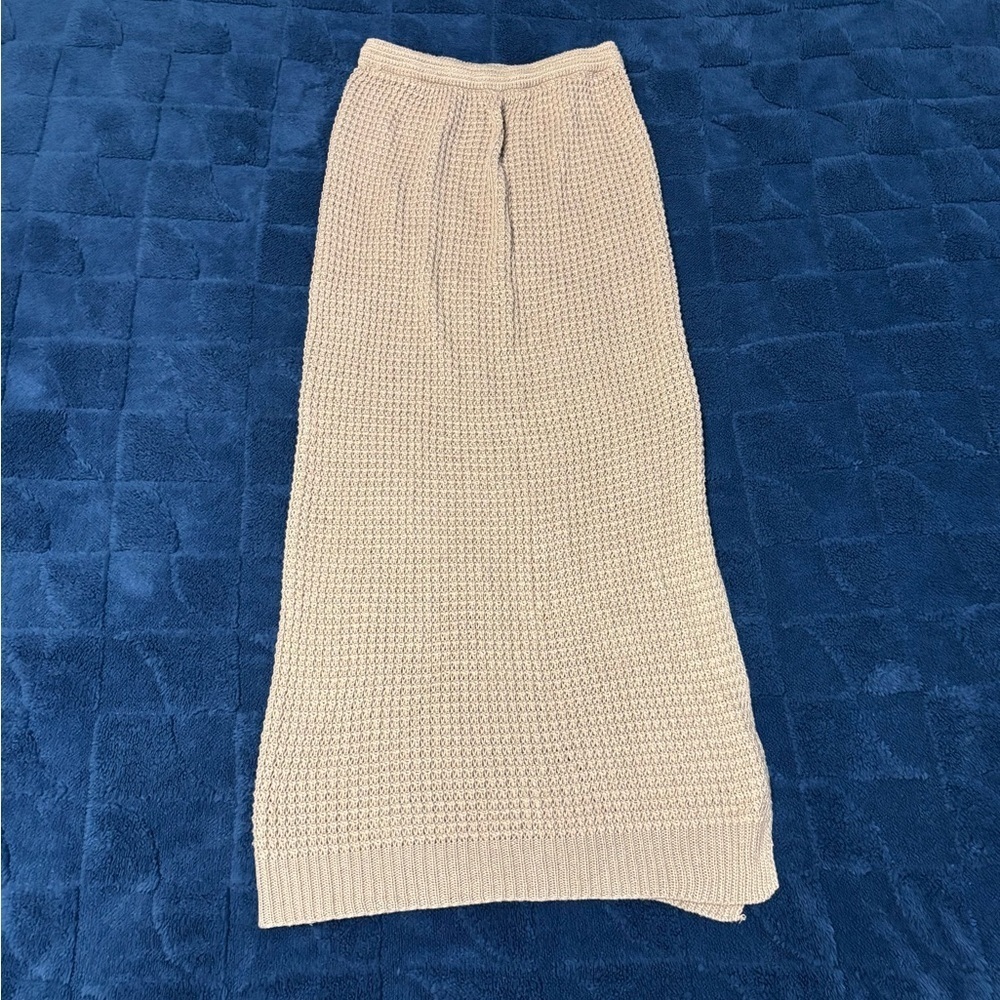 Zara Women Beige Open Knit Swim Cover Maxi Skirt
